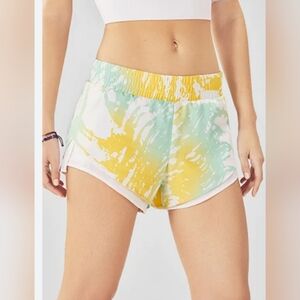 Fabletics Yellow and Green Athletic Shorts Medium Lined